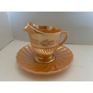 Fire King Peach Luster Vintage Creamer & Saucer